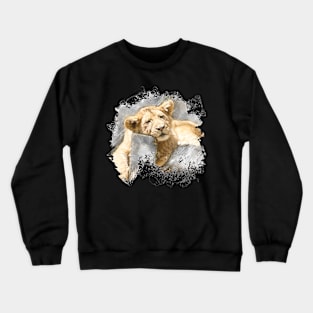 Lion Cub Animal Wildlife Jungle Nature Safari Watercolor Crewneck Sweatshirt